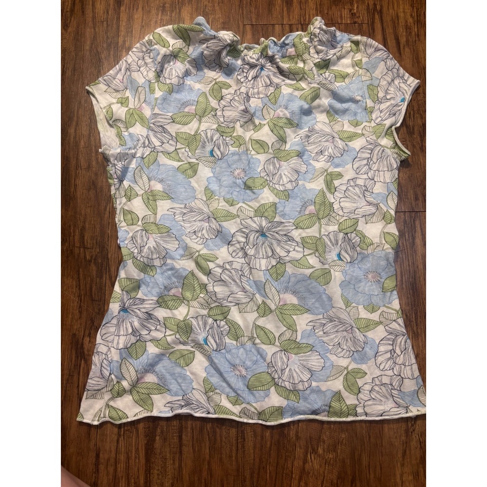 y2k babydoll No Boundaries Juniors L Floral Tie Waist Top lettuce hem coquette - Picture 4 of 5